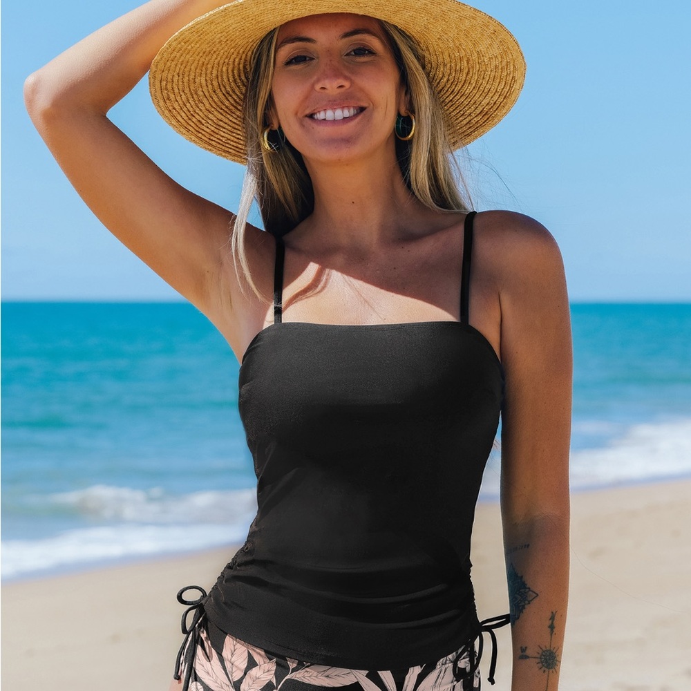 CUPSHE Black Tankini Top (Top Only)